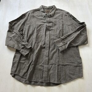 St. John's Bay Shirt Mens 2XLT Brown Tweed Long Sleeve Button Up Casual Workwear